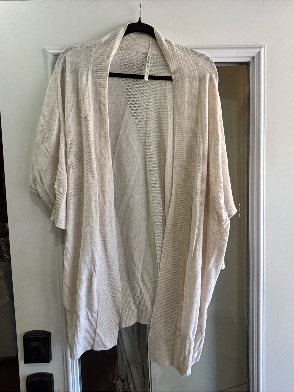 Leo & Nicole Cream Open-Front Draped Cardigan